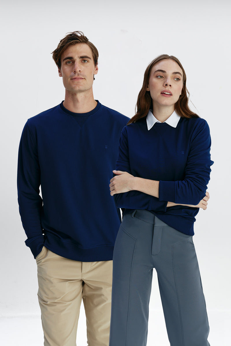 Unisex Navy Blue Pique Sweatshirt