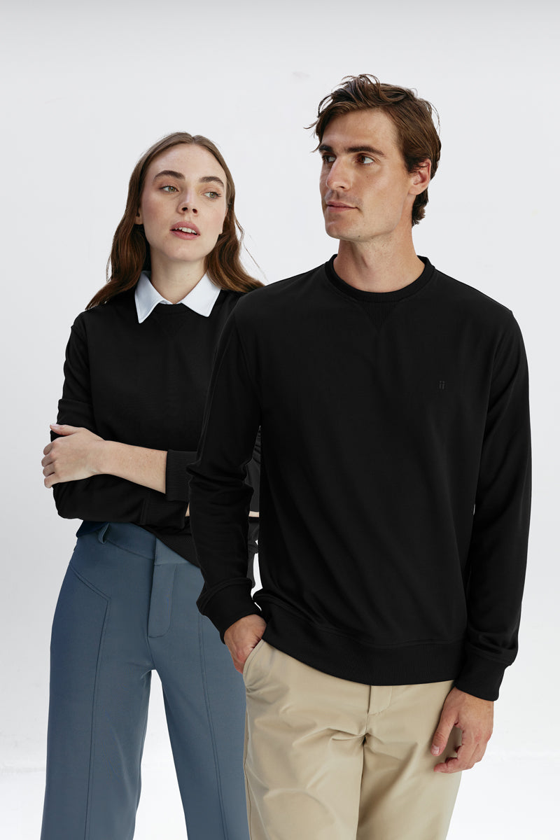 Unisex Black Pique Sweatshirt