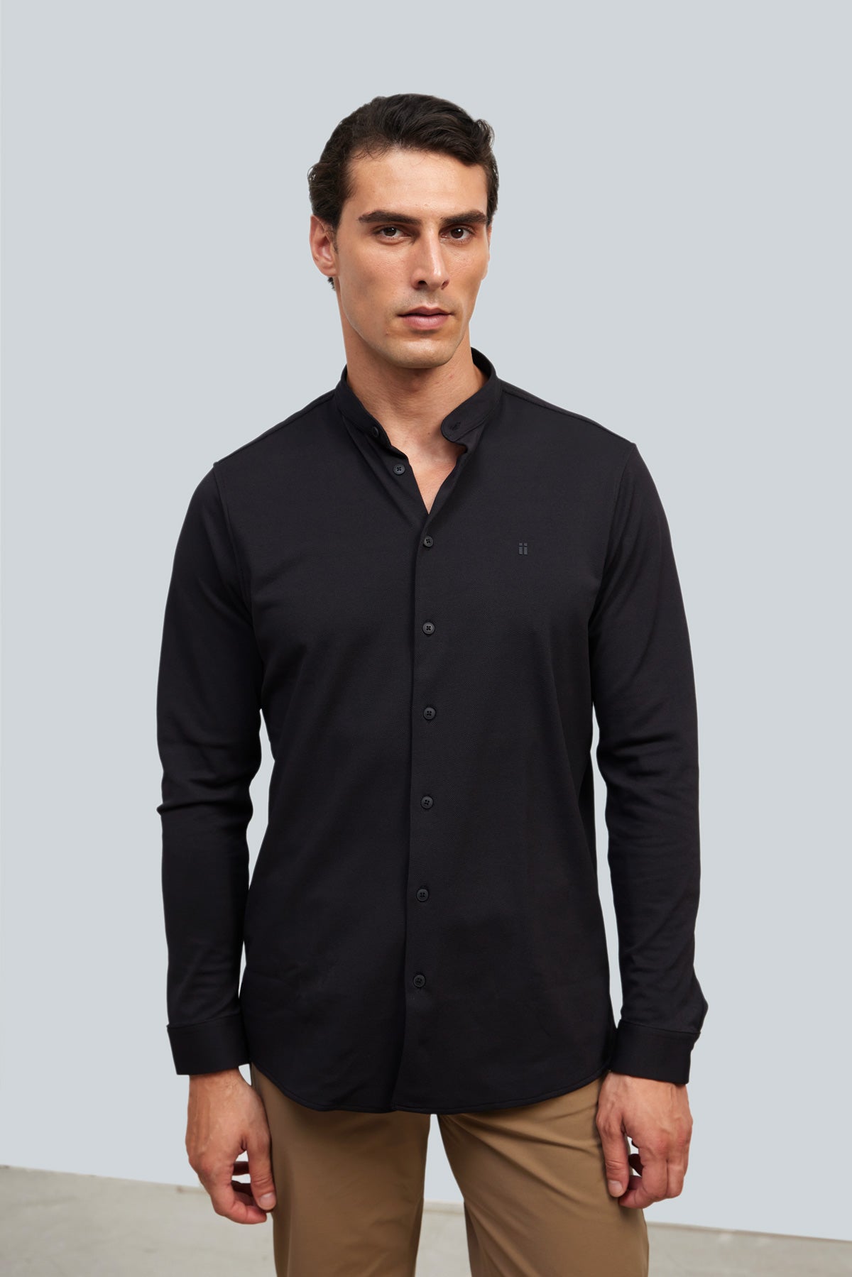 Black Ranger men's casual shirt with Mao collar