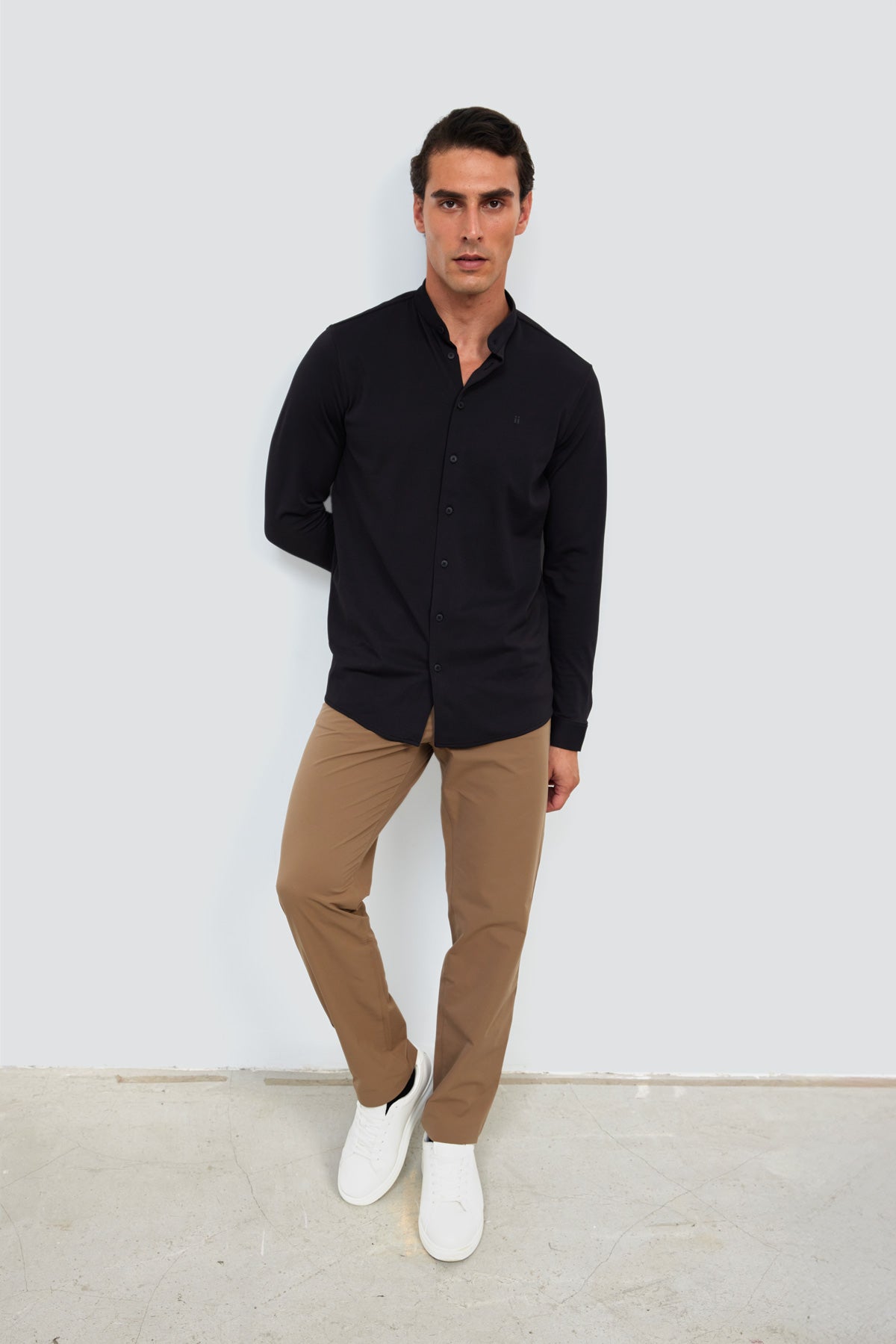 Black Ranger men's casual shirt with Mao collar