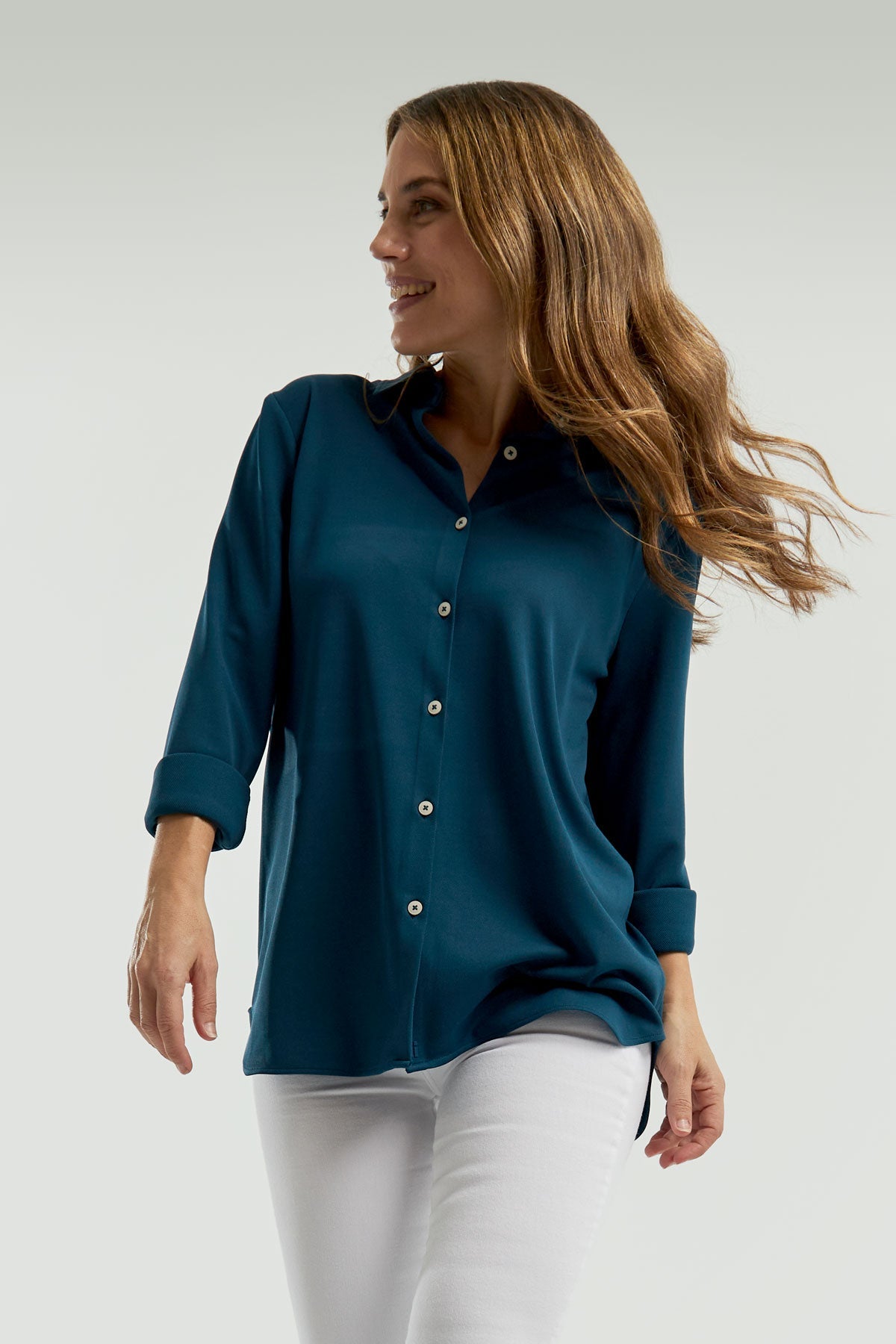 Camisa mujer azul tormenta oversized - Sepiia