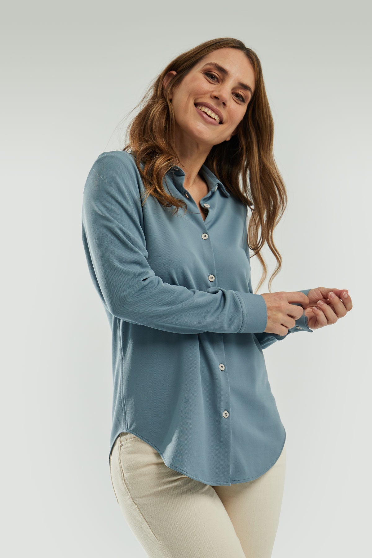 Camisa mujer azul medianoche slim - Sepiia