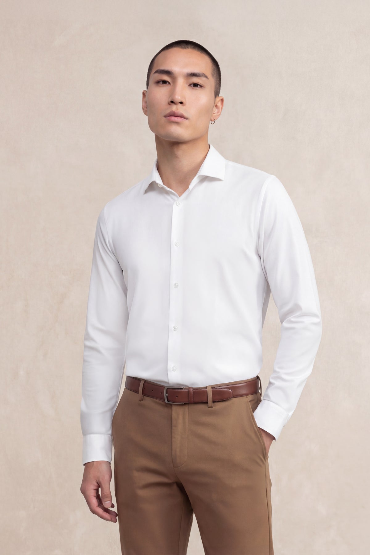 Camisa blanca slim de vestir hombre