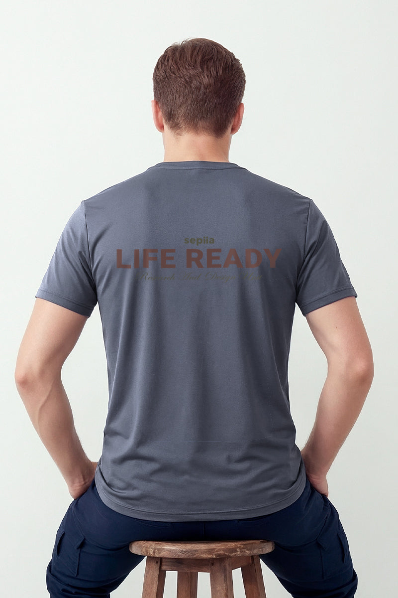 Camiseta hombre azul medio ESTAMPADA