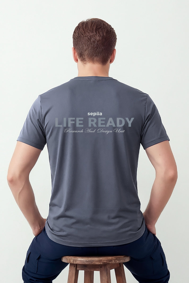 Camiseta hombre azul medio ESTAMPADA