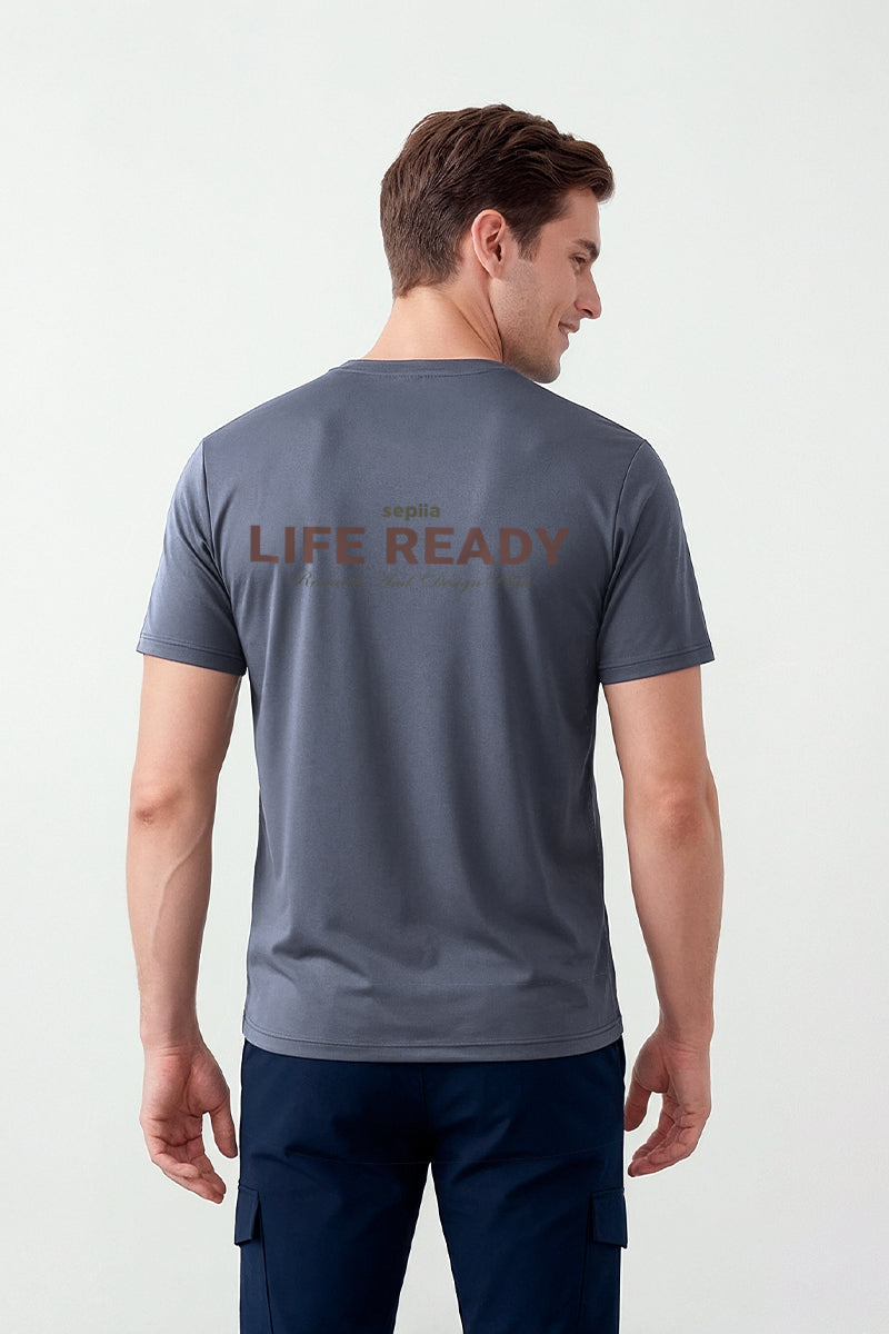 Camiseta hombre azul medio ESTAMPADA