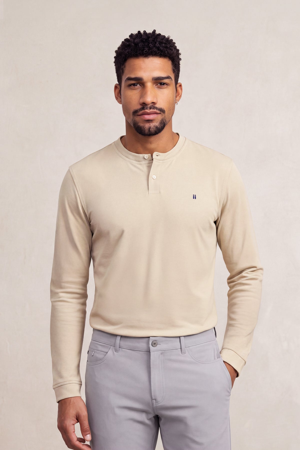 Camiseta polo henley hombre beige Ranger