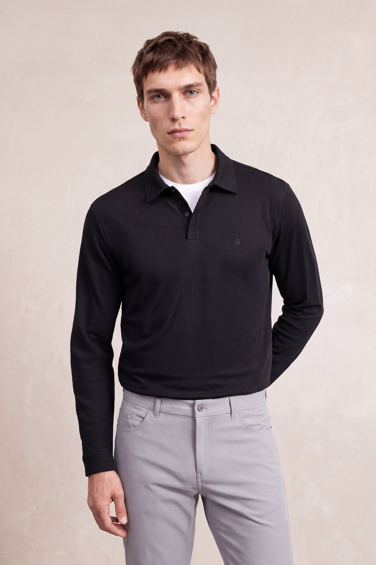 Polo manga larga hombre negro Ranger