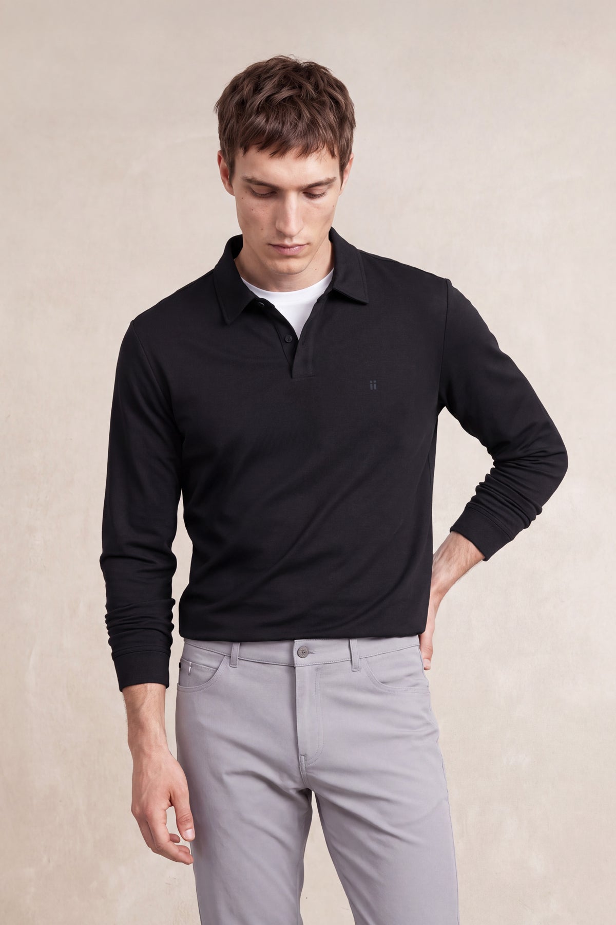 Polo manga larga hombre negro Ranger