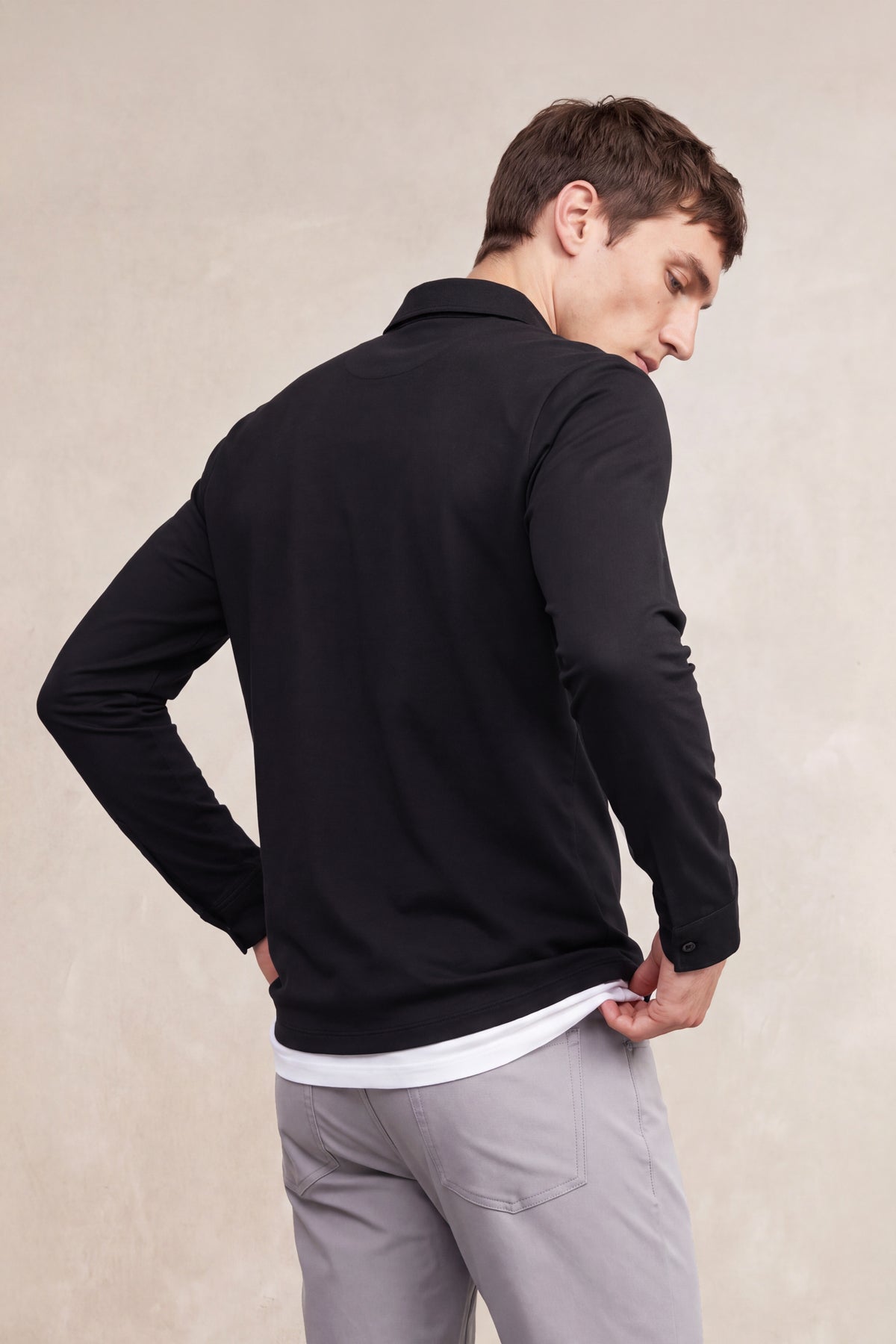 Polo manga larga hombre negro Ranger