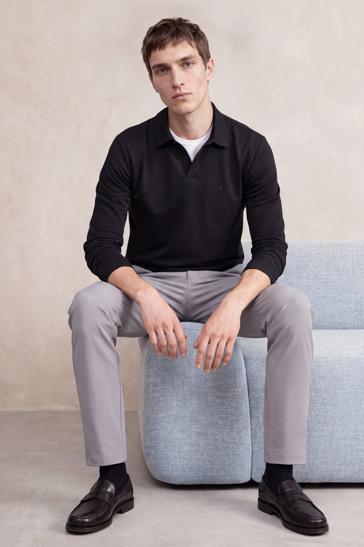 Polo manga larga hombre negro Ranger