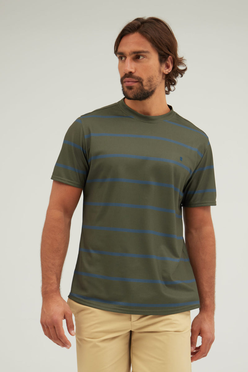 Camiseta hombre rayas verde y azul