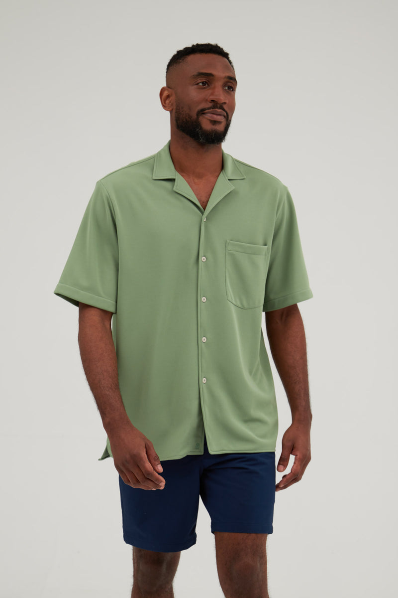 Green Men's Short sleeved casual shirt