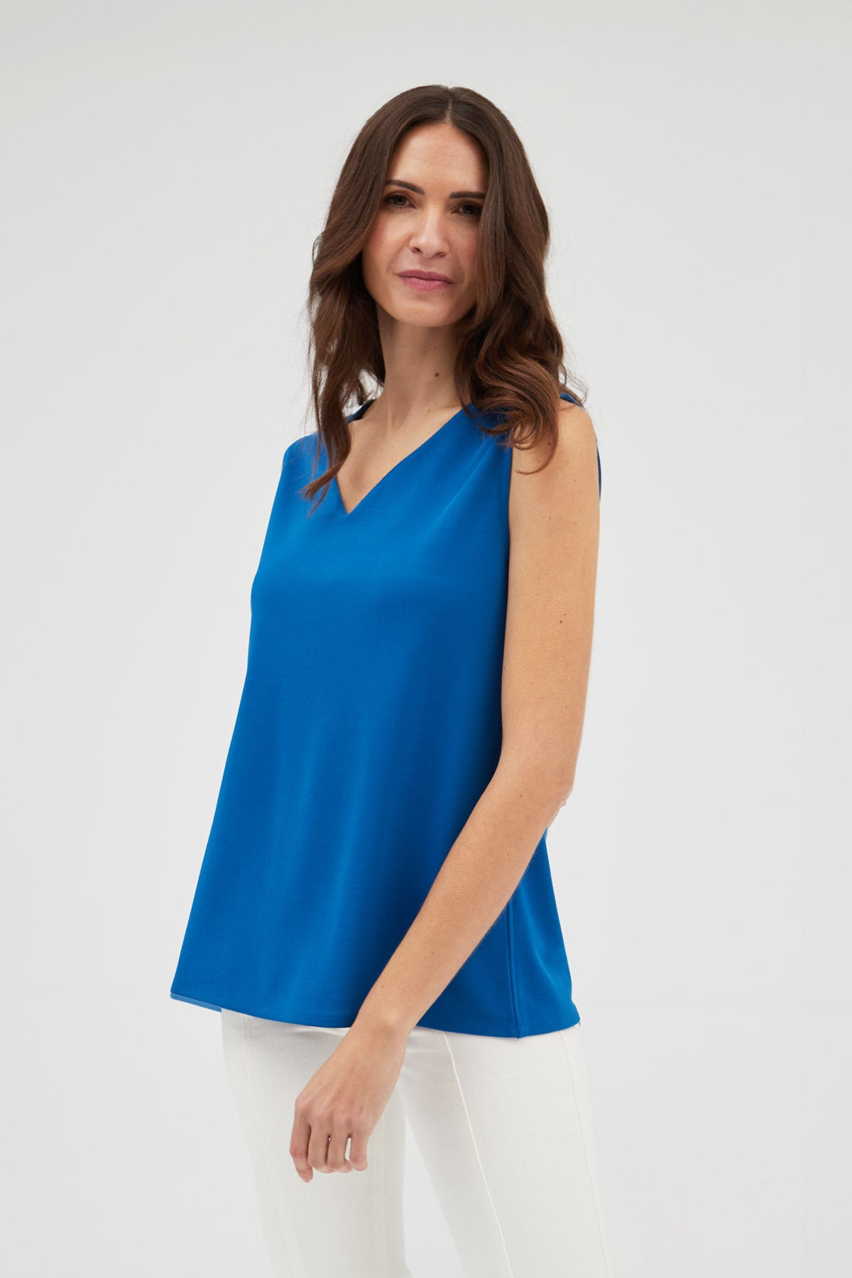 Camiseta sin mangas mujer escote pico azul egipcio - Sepiia