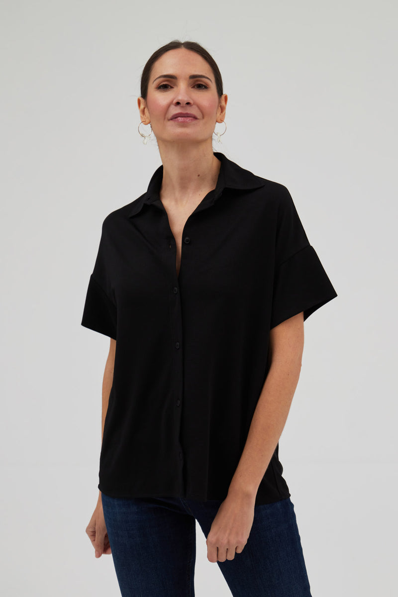 Camisa mujer manga corta negro
