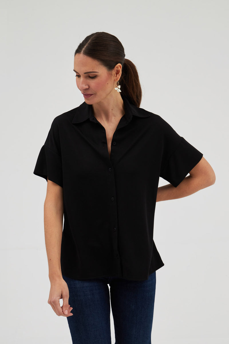 Short Sleeve Women's Black Shirt