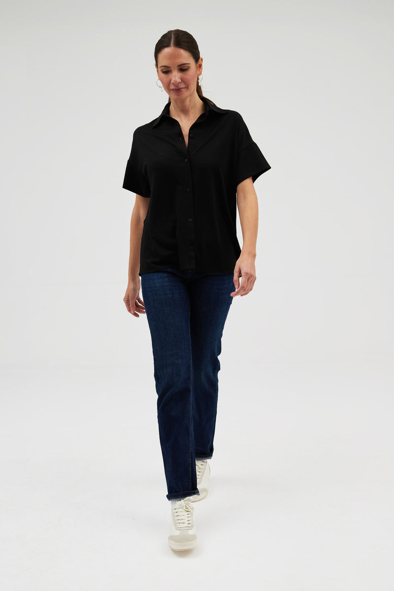 Short Sleeve Women's Black Shirt