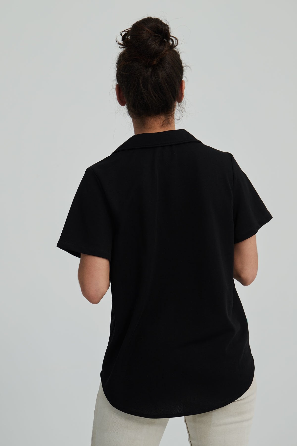 Camisa bowling mujer negra manga corta - Sepiia