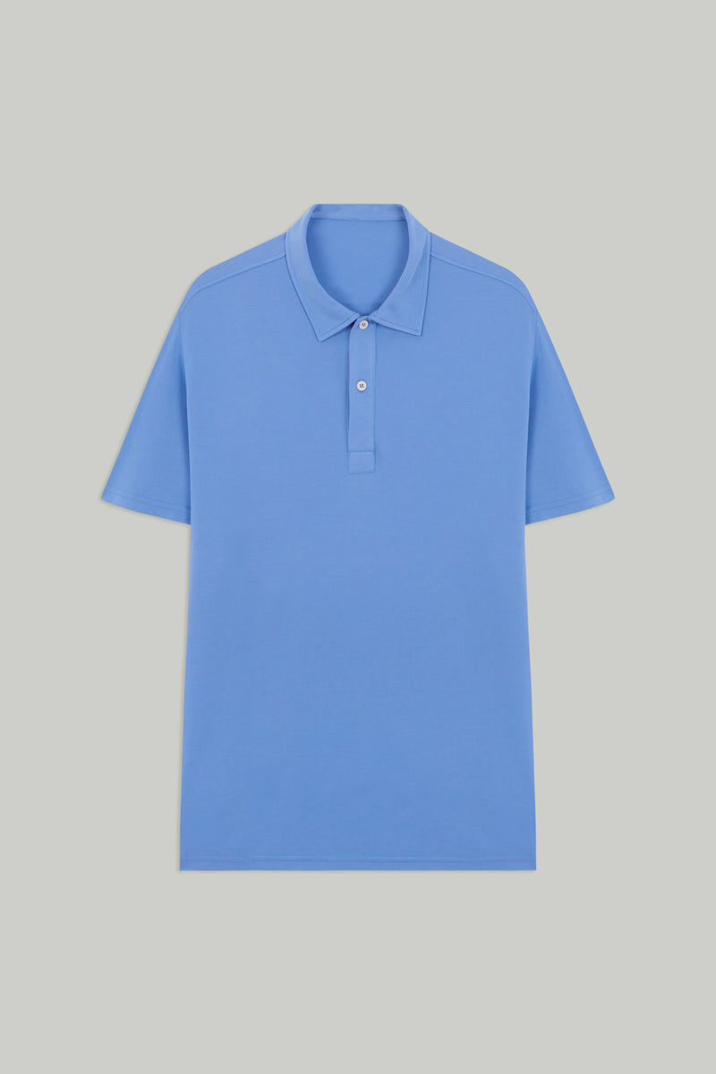 Short sleeve blue atlas polo shirt